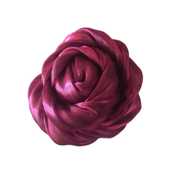 LANE BRYANT 2 in 1 Hair Clip Pin Satin Rose Flower Floral Styling Purple Fuschia - Picture 1 of 7